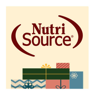 illustration of presents with NutriSource brand logo