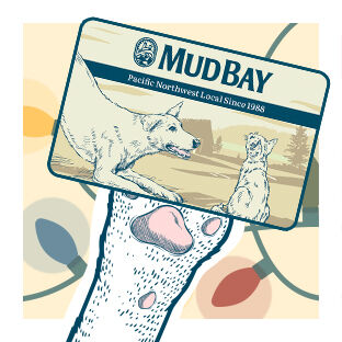 illustration of pet paw holding Mud Bay gift card