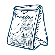 illustration of bag of cat dry kibble Cat Cuisine