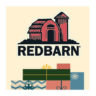 illustration of presents with RedBarn brand logo
