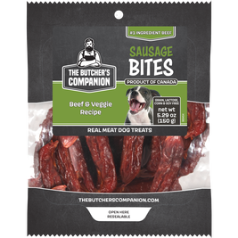The Butcher's Companion Sausage Bites Dog Treats, Beef & Veggie