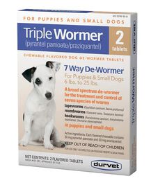 Durvet Triple Wormer 7 Way De-Wormer Puppy & Small Dog Treatment, 2-count