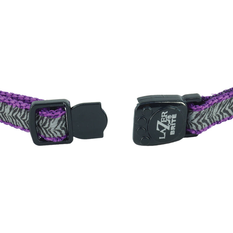 Coastal Lazer Brite Reflective Adjustable Breakaway Cat Collar, Purple Animal Print image number null