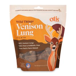 OTIS Wild Things Dog Treats, Venison Lung Filets, 4-oz
