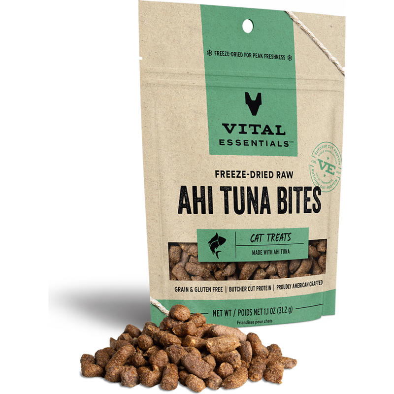 Vital Essentials Raw Freeze-Dried Cat Treats, Ahi Tuna Bites, 1.1-oz image number null