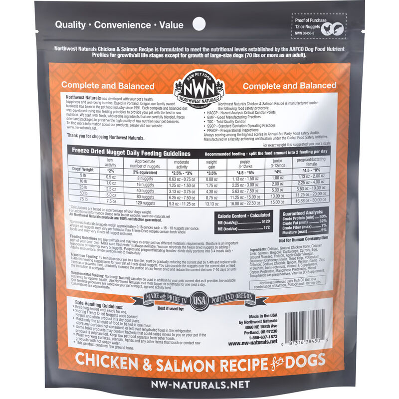 Northwest Naturals Raw Freeze-Dried Dog Food, Nuggets, Chicken & Salmon, 25-oz image number null