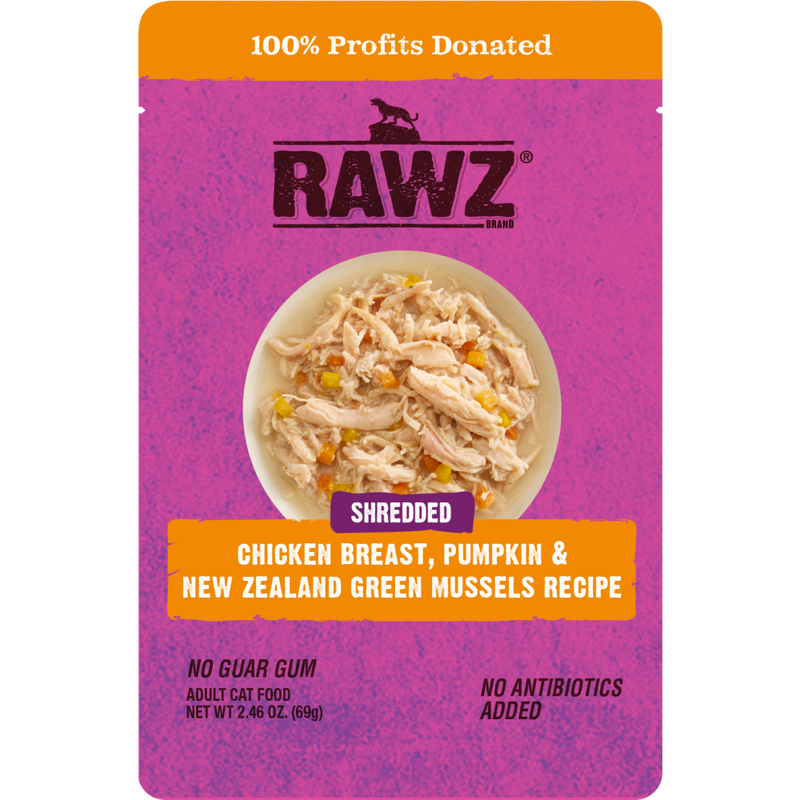 Rawz Shredded Wet Cat Food, Chicken Breast, Pumpkin & New Zealand Green Mussels, 2.46-oz image number null