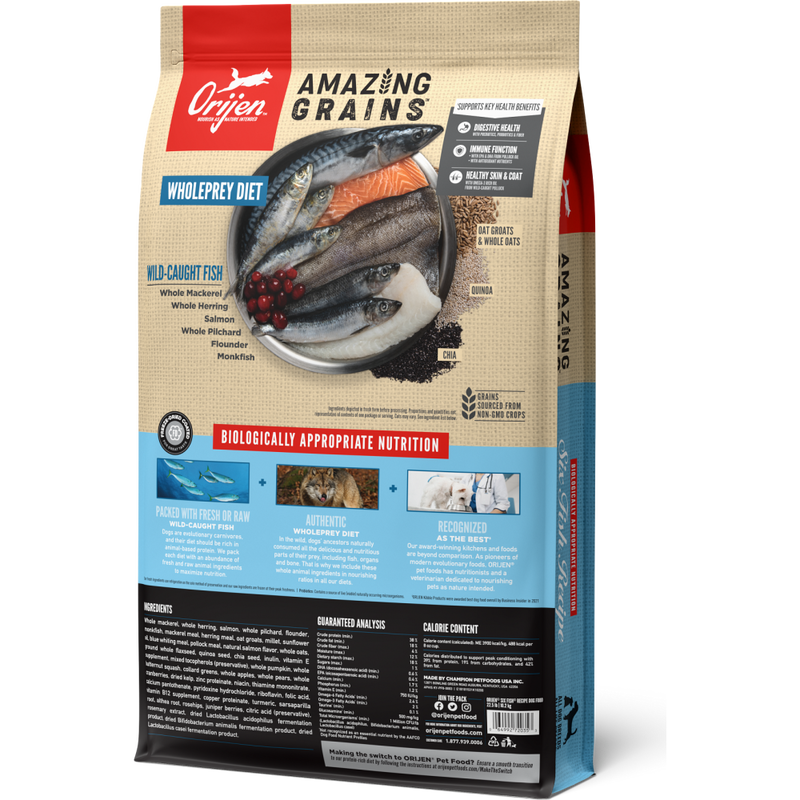 Orijen Amazing Grains Dry Dog Food, Six Fish image number null