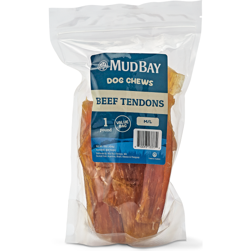 Mud Bay Beef Tendon Dog Treats, 1-lb image number null