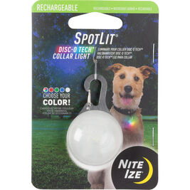Nite Ize SpotLit Rechargeable LED Dog Collar Light, Classic, Disc-O Tech