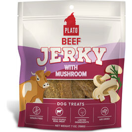 Plato Jerky Dog Treats, Beef with Mushroom, 7-oz