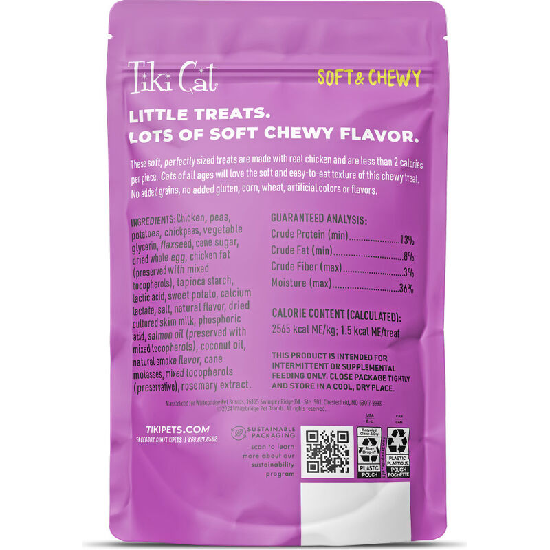 Tiki Cat Soft & Chewy Cat Treats, Chicken, 6-oz image number null