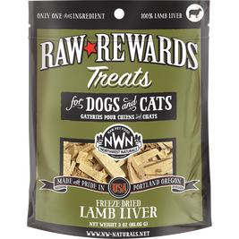 Northwest Naturals Raw Rewards Freeze-Dried Dog & Cat Treats, Lamb Liver, 3-oz