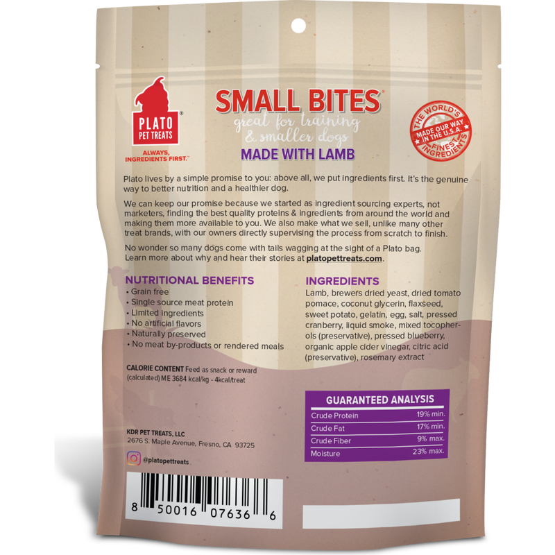 Plato Small Bites Dog Training Treats, Lamb, 6-oz image number null
