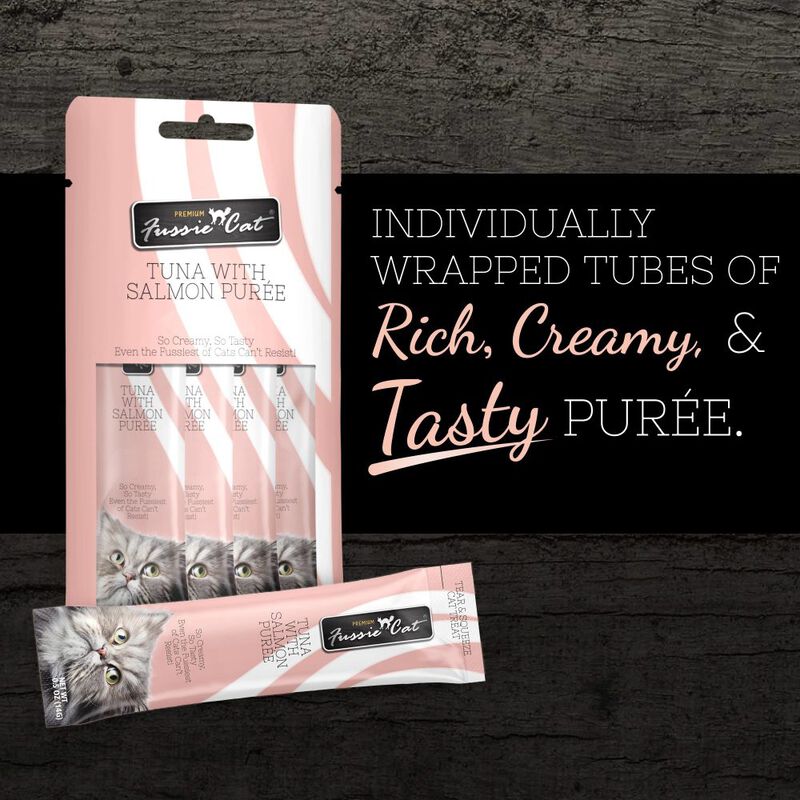 Fussie Cat Premium Puree Cat Treat, Tuna & Salmon, 4-count image number null