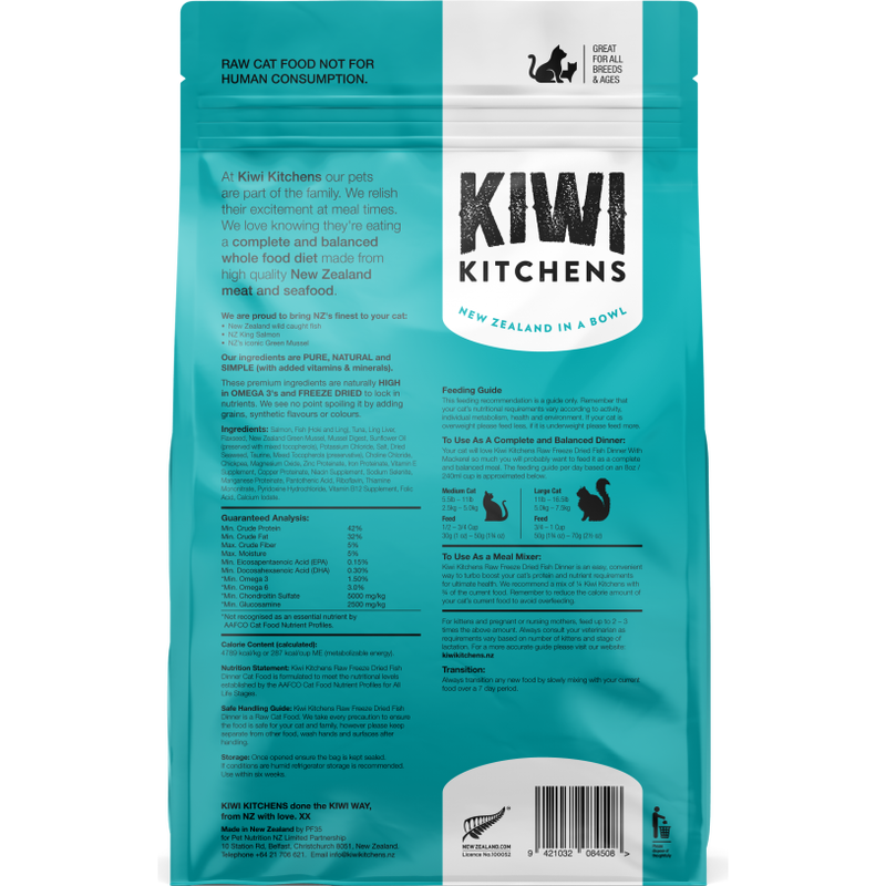 Kiwi Kitchens Freeze-Dried Cat Food, Fish, 10-oz image number null