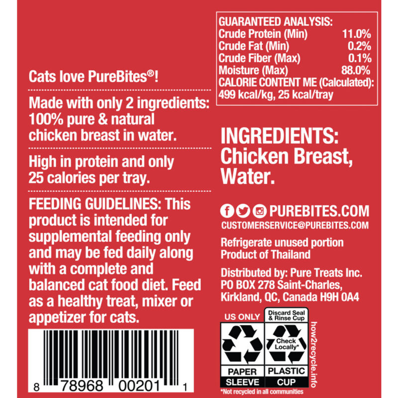 PureBites Mixers 100% Chicken Breast in Water Grain-Free Cat Food Trays, 1.76-oz