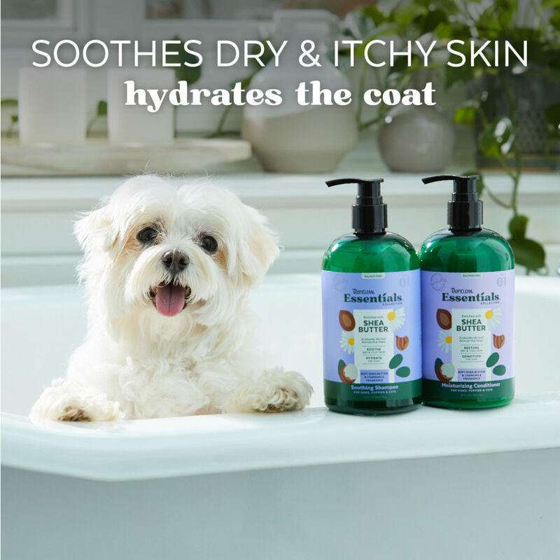 Tropiclean Essentials Soothing Shampoo for Dogs Puppies & Cats, Shea Butter, 16-oz image number null