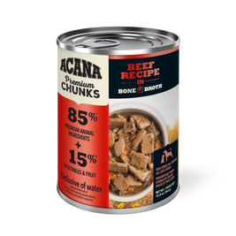 Acana Premium Chunks Canned Dog Food, Beef Recipe in Bone Broth