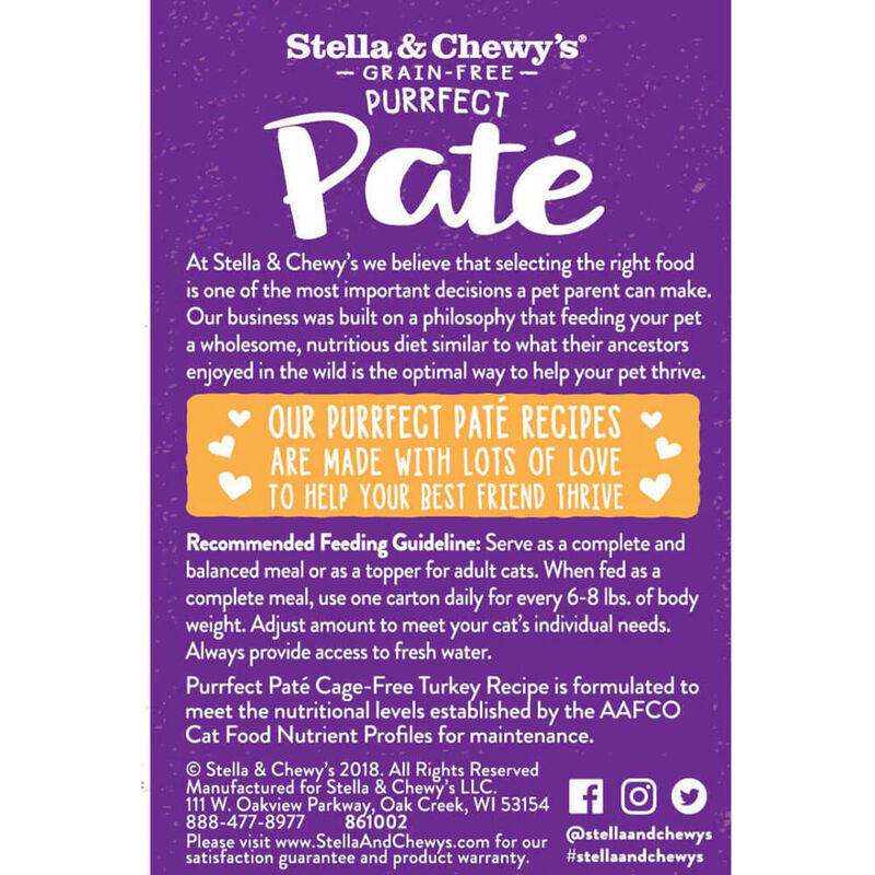 Stella & Chewy's Purrfect Pate Wet Cat Food, Turkey, 5.5-oz image number null