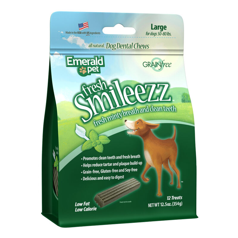 Emerald Pet Fresh Smileezz Dental Dog Treats, Large, 12.5-oz image number null