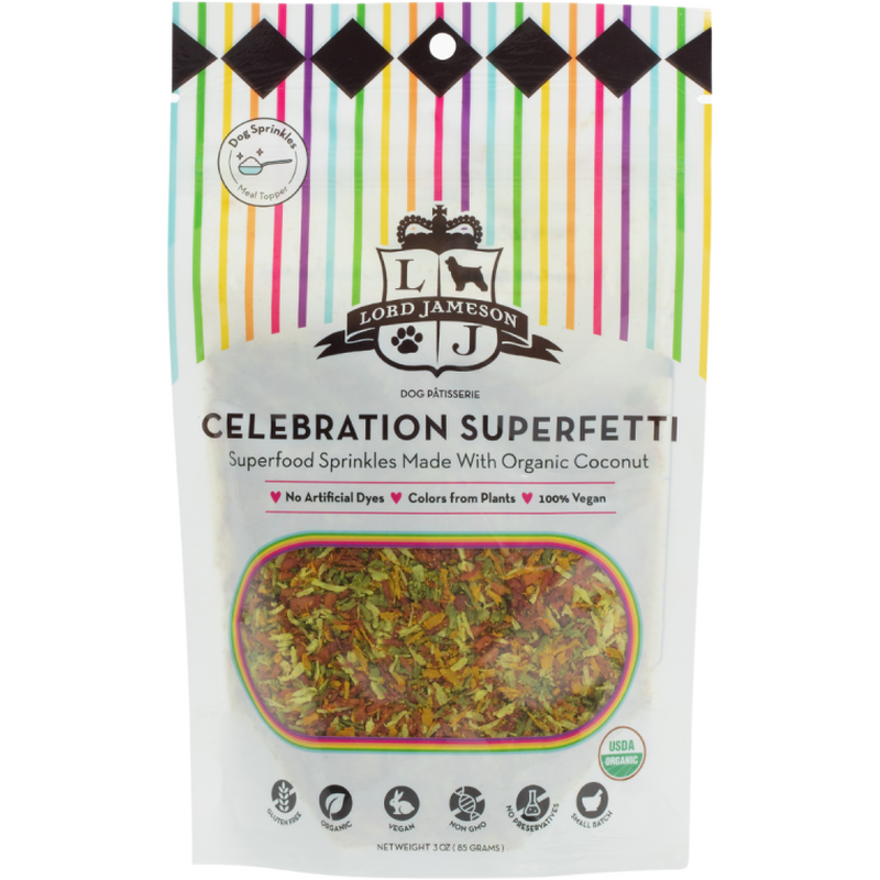 Lord Jameson Superfood Sprinkles Dog Food Topper, Celebration Superfetti, 3-oz image number null