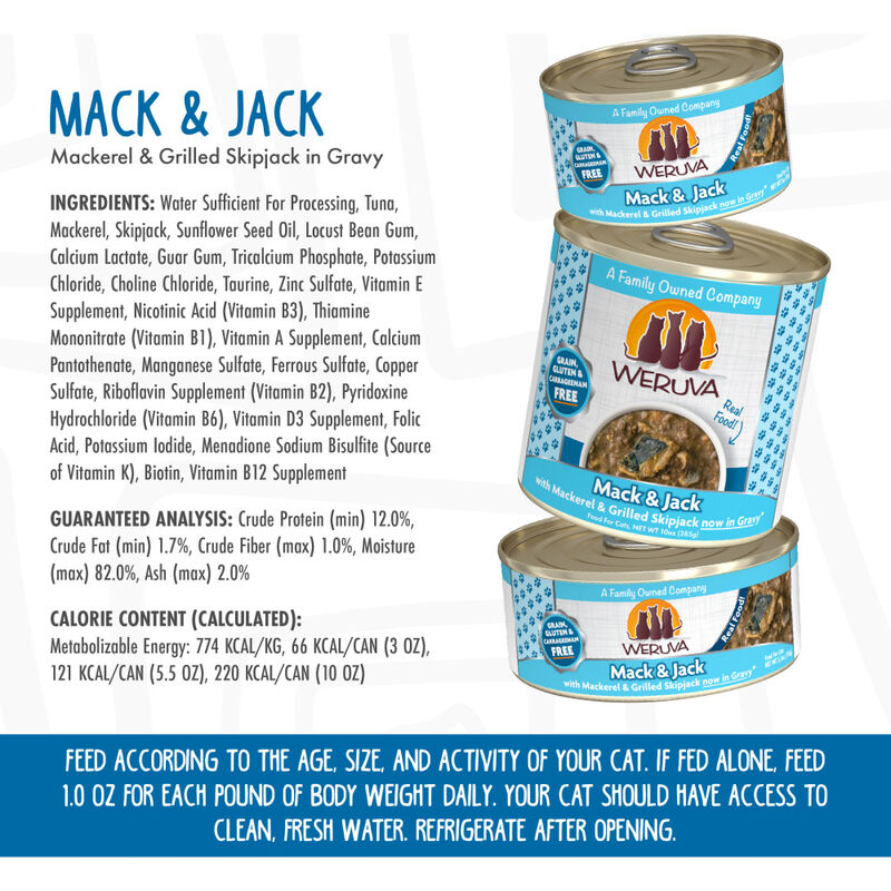 Weruva Classic Canned Cat Food, Mack and Jack, Mackerel & Grilled Skipjack, 5.5-oz image number null