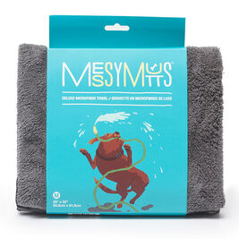 Messy Mutts Microfiber Ultra Soft Towel with Hand Pockets for Dogs, Cool Grey, Medium