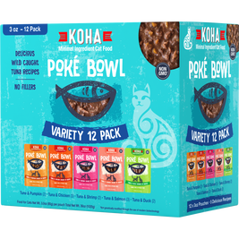 Koha Poke Bowl Wet Cat Food, Variety Pack, 3-oz, 12-pack