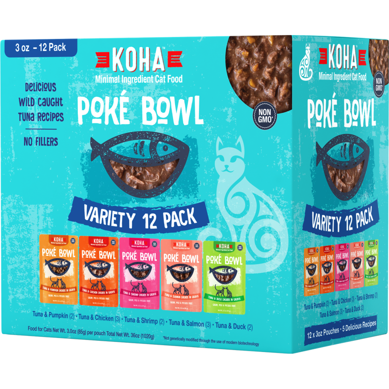 Mud Bay Buy Koha Poke Bowl Wet Cat Food, Variety Pack, 3oz, 12pack