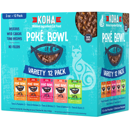 Koha Poke Bowl Wet Cat Food, Variety Pack, 3-oz, 12-pack
