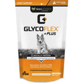 VetriScience Glycoflex Plus Joint Support Soft Chews Supplement for Dogs over 30 lbs, Peanut Butter, 45-count