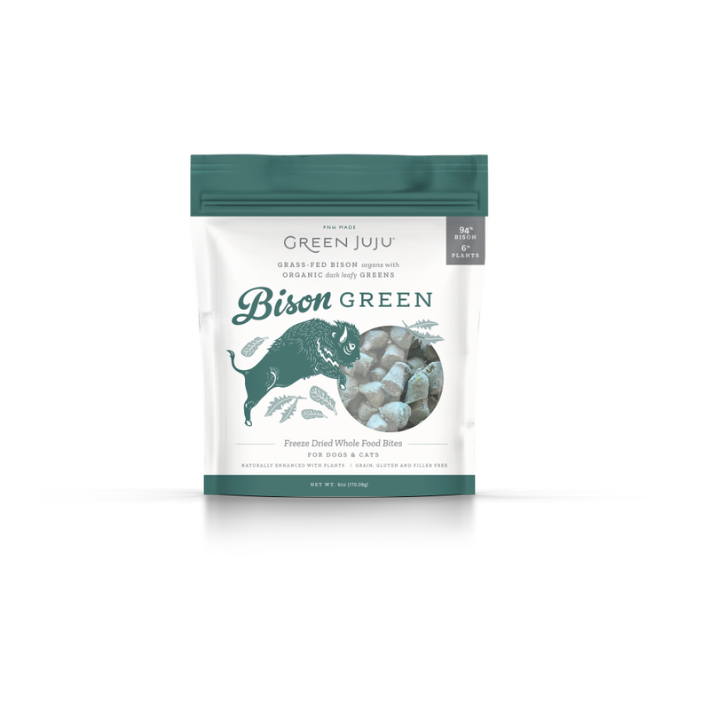 Green Juju Freeze-Dried Dog & Cat Food Topper, Bison Green, 6-oz image number null