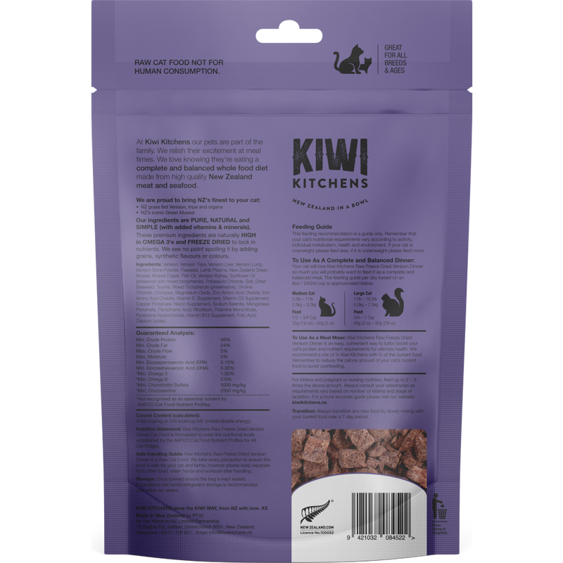 Kiwi Kitchens Freeze-Dried Cat Food, Venison image number null