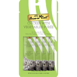 Fussie Cat Super Premium Puree Cat Treat, Chicken & Vegetables, 4-count