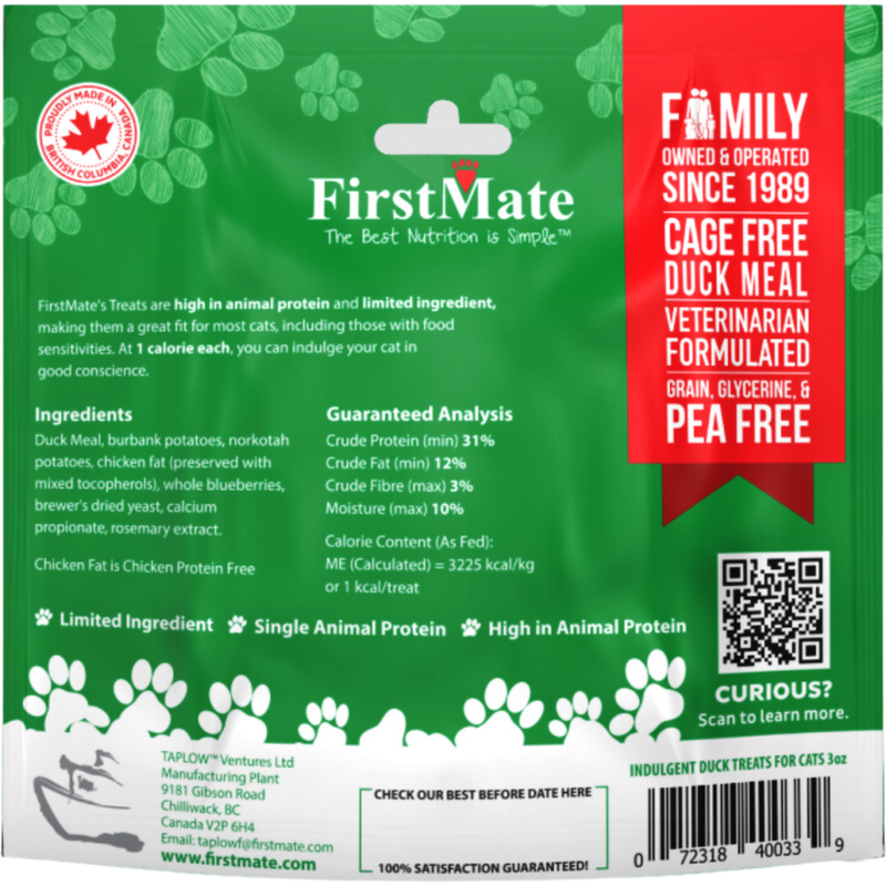 FirstMate Cat Treats, Duck, 3-oz image number null