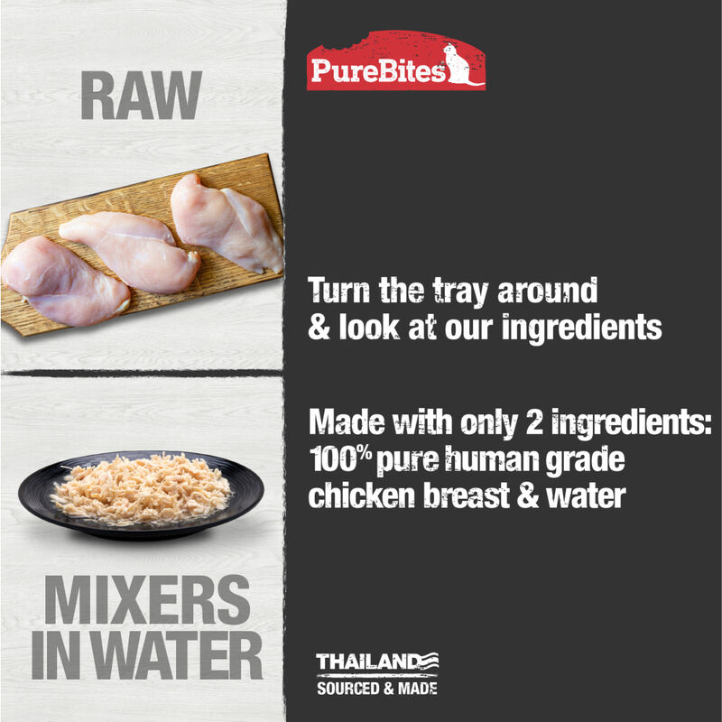 PureBites Mixers 100% Chicken Breast in Water Grain-Free Cat Food Trays, 1.76-oz