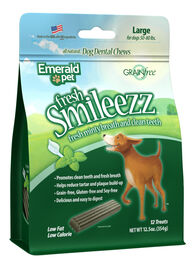 Emerald Pet Fresh Smileezz Grain-Free Large Dental Dog Treats, 12.5-oz
