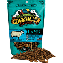 Wild Meadow Farms Classic Jerky Minis Dog Treats, Lamb, 3.5-oz