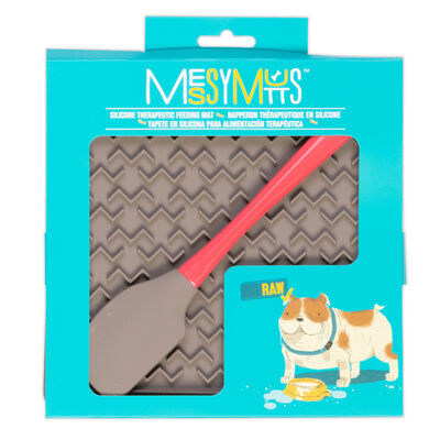 Messy Mutts Silicone Therapeutic Dog Feeding Mat, Warm Grey