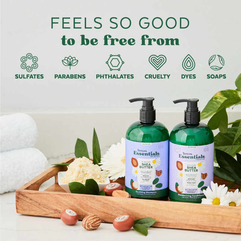 Tropiclean Essentials Soothing Shampoo for Dogs Puppies & Cats, Shea Butter, 16-oz image number null