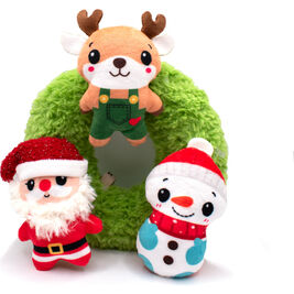 Great & Small Holiday Dog Toy, Santa and Friends, Wreath
