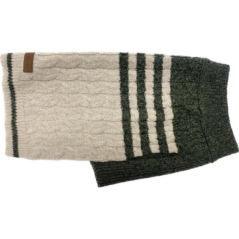 PetRageous Designs Eddie Bauer Thick Knit Crewneck Dog Sweater, Oatmeal Green image number null