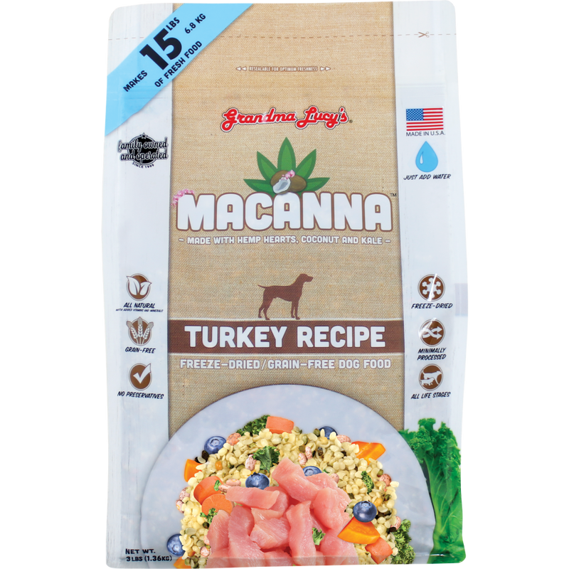 Grandma Lucy's Macanna Freeze-Dried Dog Food, Turkey, 3-lb image number null