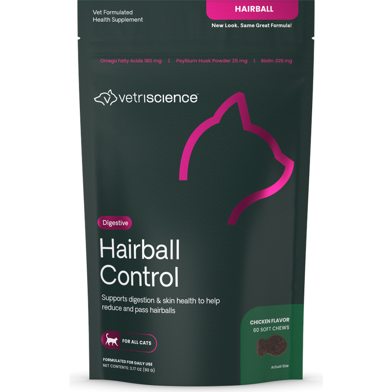 VetriScience Hairball Control Soft Chews Cat Supplement, Chicken, 60-count image number null