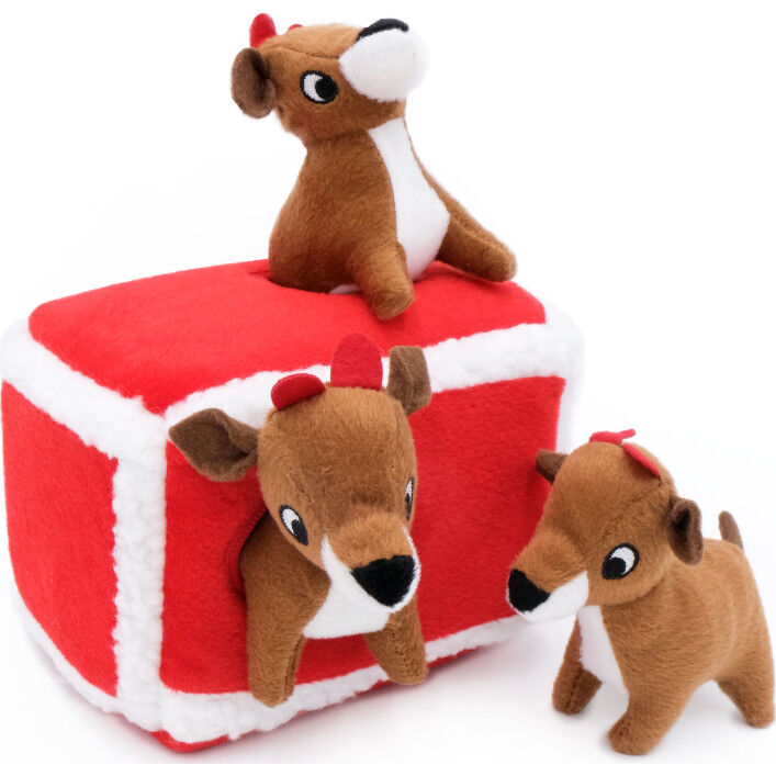 ZippyPaws Holiday Burrow Dog Toy Reindeer Pen