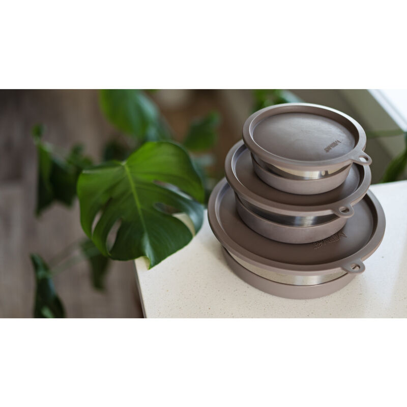 Messy Mutts Silicone Dog Bowl Lid, Grey image number null