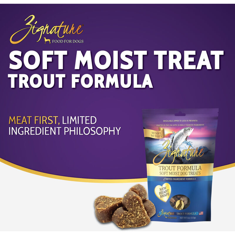 Zignature Soft Moist Dog Treats, Trout, 4-oz image number null