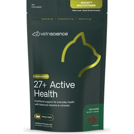 VetriScience 27+ Active Health Multivitamin Soft Chews Cat Supplement, Fish, 30-count