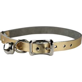 OmniPet Signature Leather Safety Stretch Cat Collar, Metallic Gold